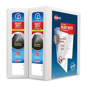 Avery® Heavy-duty Non Stick View Binder With Durahinge And Slant Rings, 3 Rings, 3" Capacity, 11 X 8.5, White, 2-pack freeshipping - TVN Wholesale